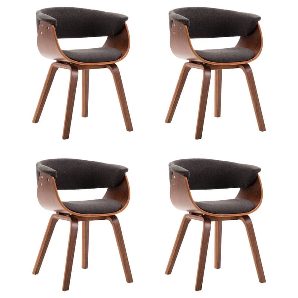 Vidaxl Jedálenské stoličky 4 ks sivé ohýbané drevo a látka